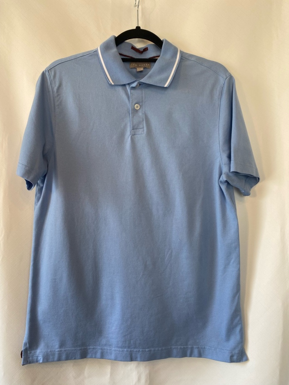 Ted Baker Mens Blue Short Sleeve Textured Knit Polo Tee Shirt MD Cotton Blend